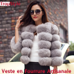 Women Faux Fur Coat  Winter jacket  Manteau veste chic  Fashion Warm Coat